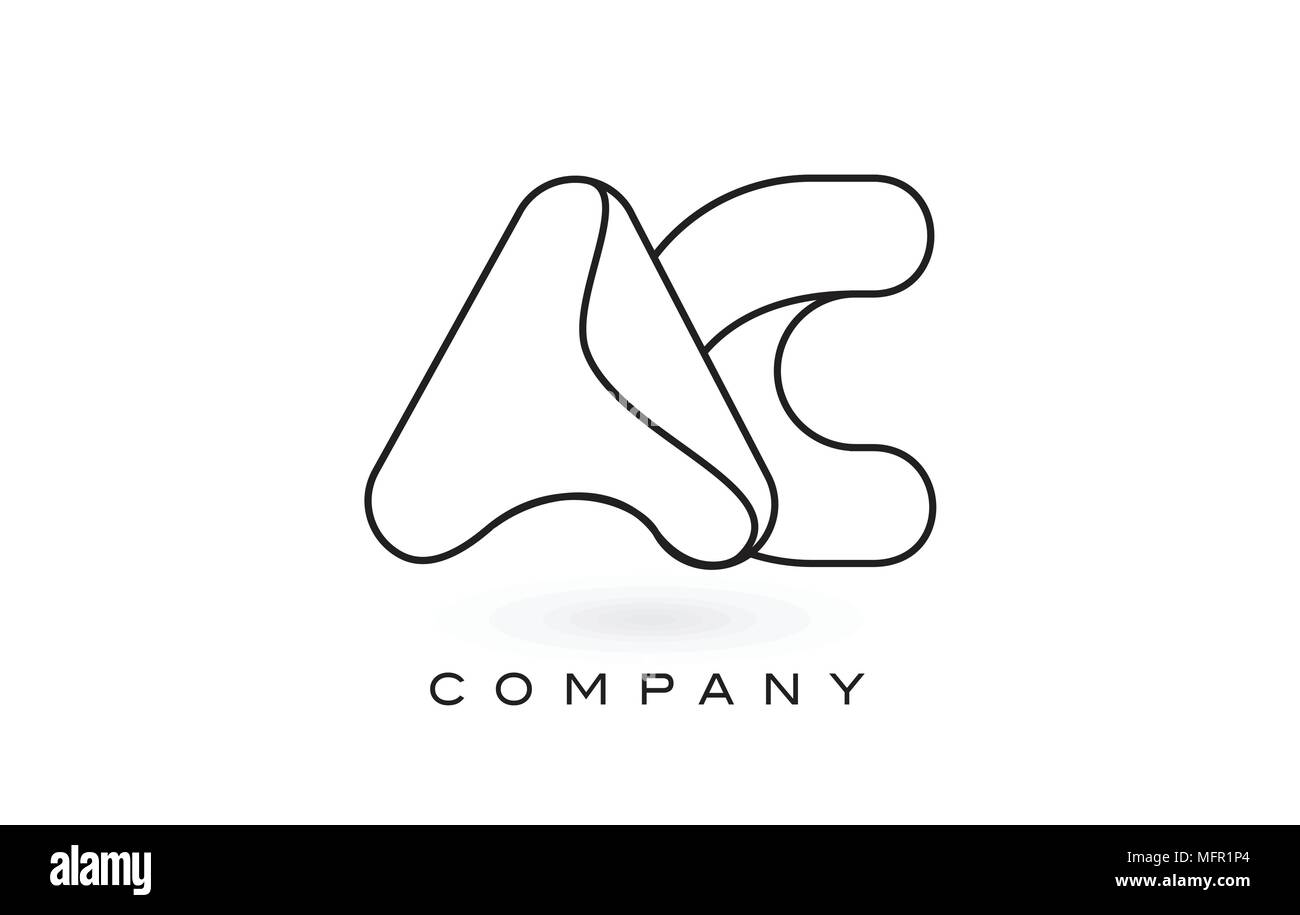 AC Monogram Letter Logo With Thin Black Monogram Outline Contour ...