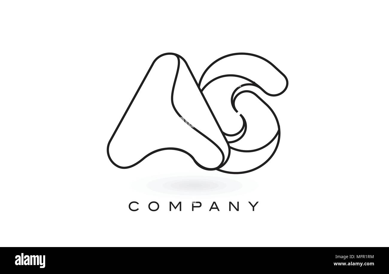 AS Monogram Letter Logo With Thin Black Monogram Outline Contour ...