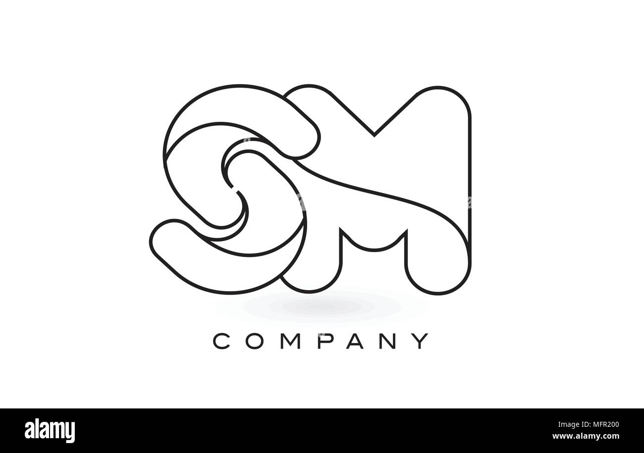 Sm Monogram Letter Logo With Thin Black Monogram Outline Contour Modern Trendy Letter Design Vector Illustration Stock Vector Image Art Alamy