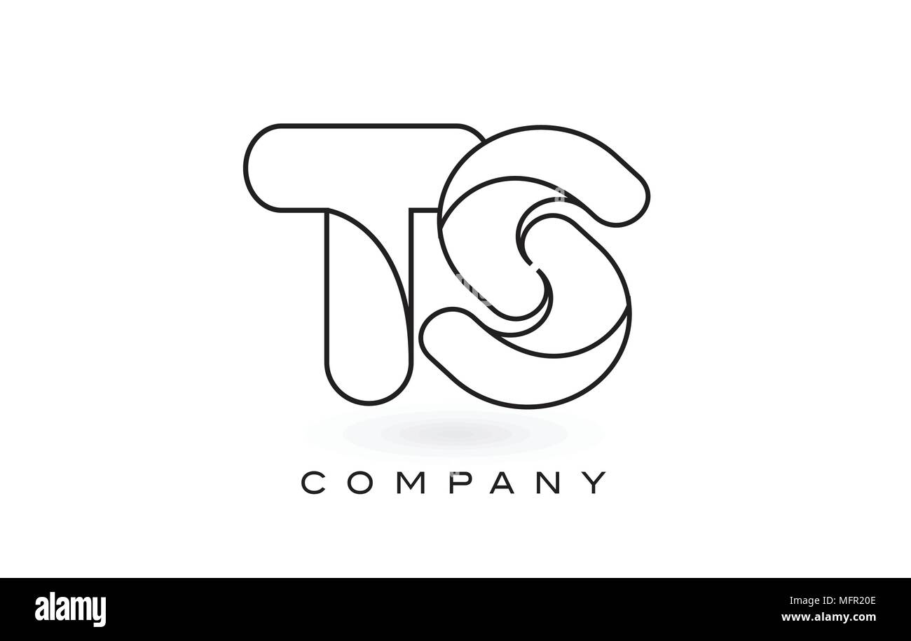 TS Monogram Letter Logo With Thin Black Monogram Outline Contour. Modern Trendy Letter Design Vector Illustration. Stock Vector