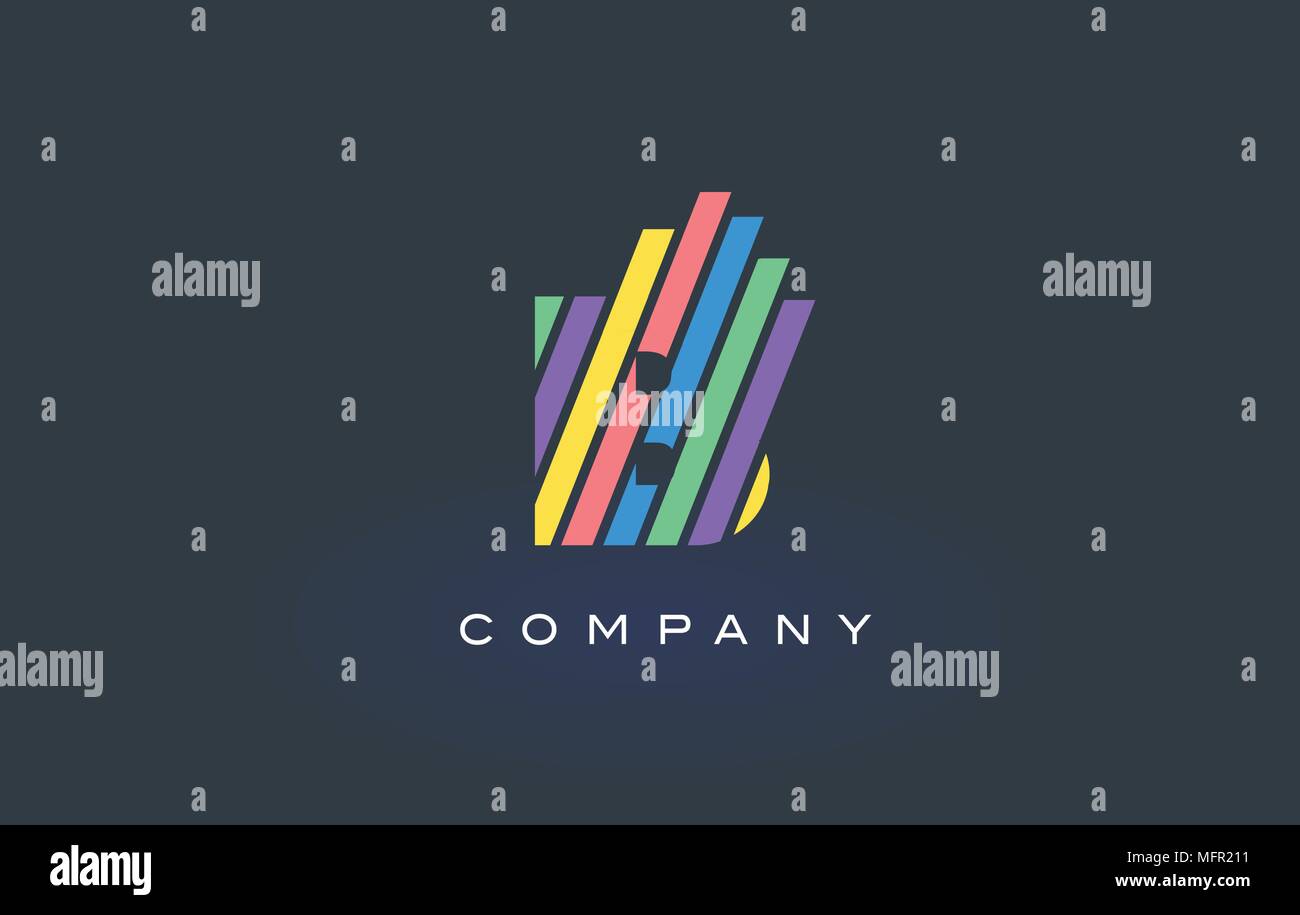 B Letter Logo Design with Colorful Rainbow Lines Vector. Rainbow Letter ...