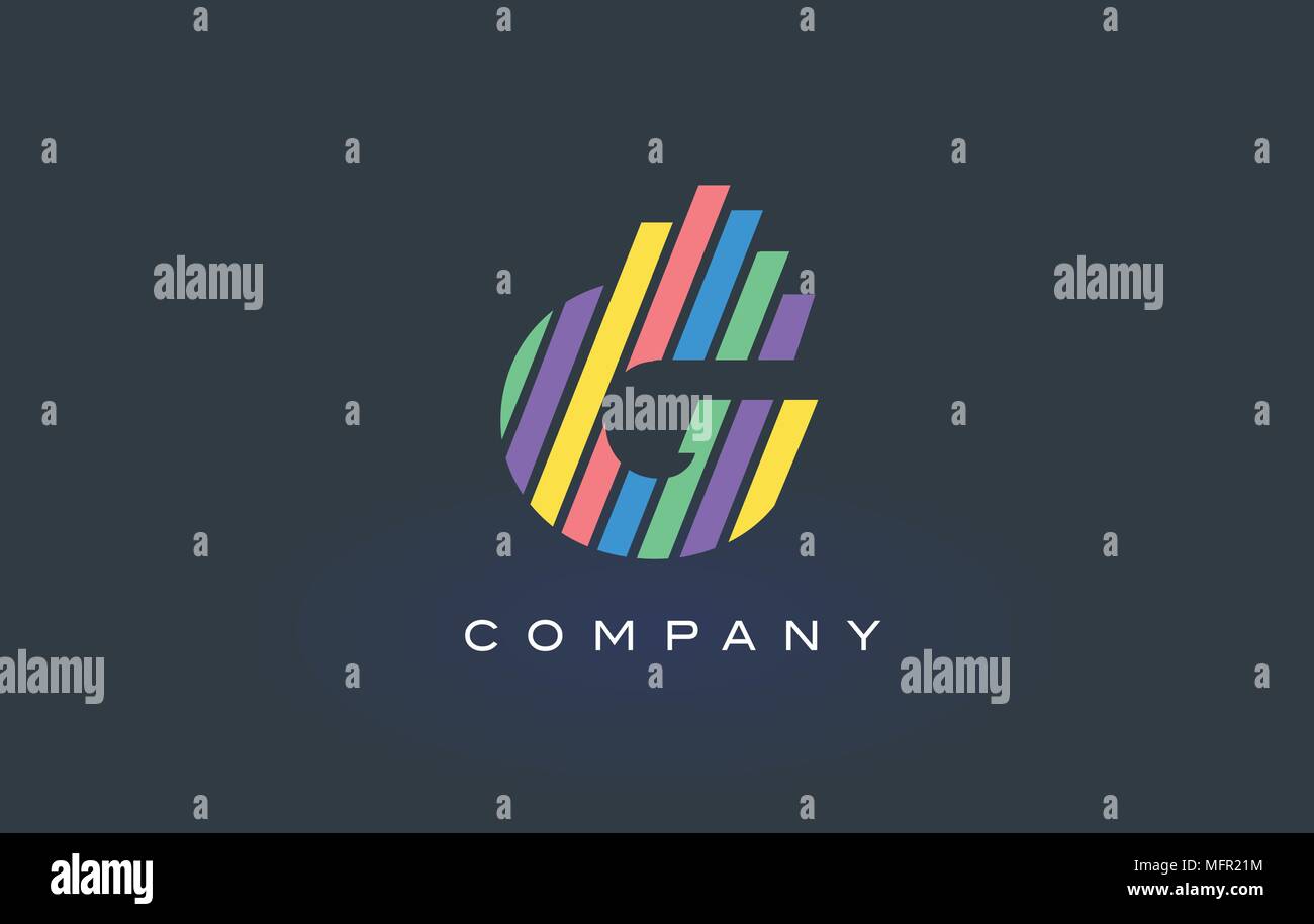 G Letter Logo Design with Colorful Rainbow Lines Vector. Rainbow Letter ...