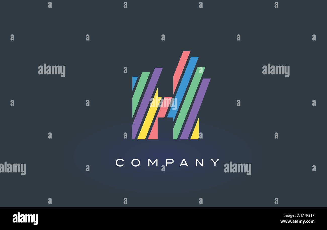 H Letter Logo Design with Colorful Rainbow Lines Vector. Rainbow Letter ...