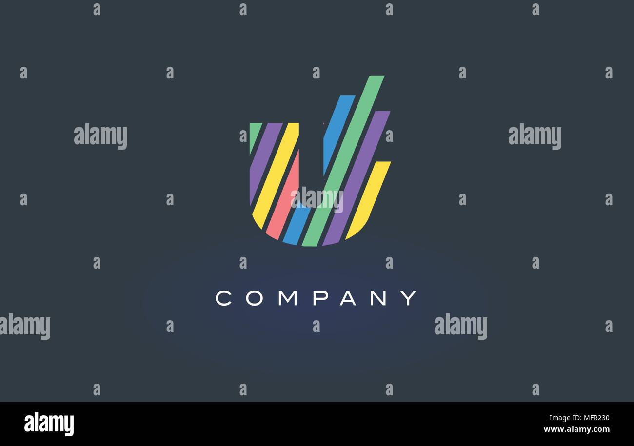 U Letter Logo Design with Colorful Rainbow Lines Vector. Rainbow Letter ...