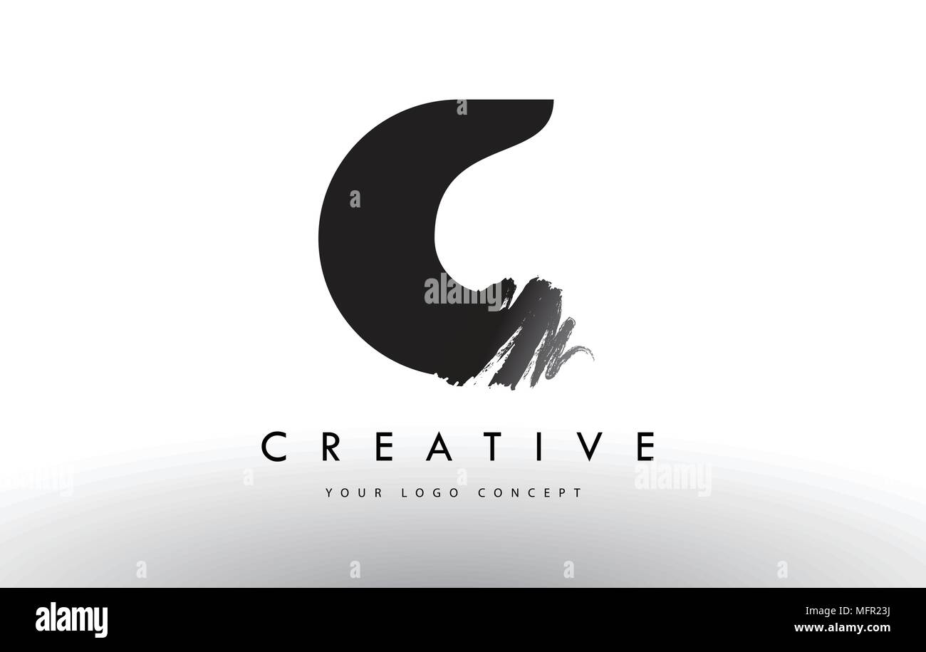 C Brushed Letter Logo. Black Brush Letters design with Artistic Brush ...