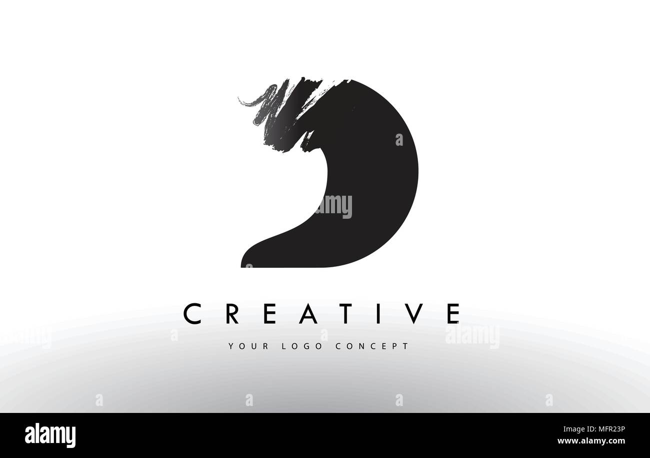 D Brushed Letter Logo. Black Brush Letters design with Artistic Brush ...