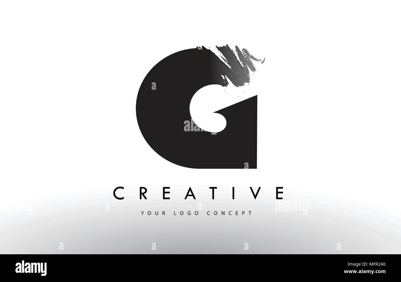 G Brushed Letter Logo. Black Brush Letters design with Artistic Brush ...