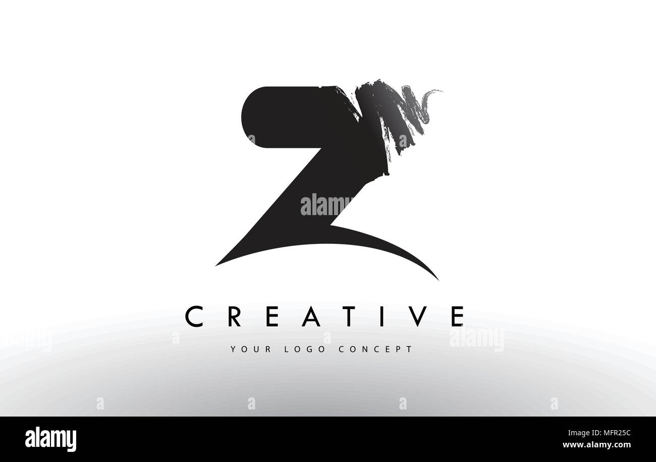 Z Brushed Letter Logo. Black Brush Letters design with Artistic Brush ...