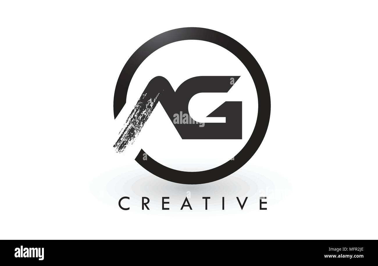 AG Brush Letter Logo Design with Black Circle. Creative Brushed Letters ...