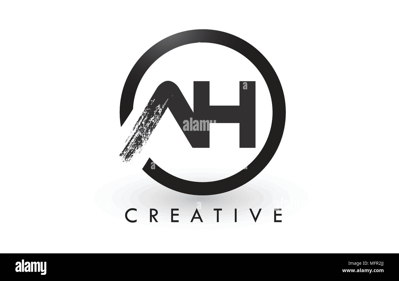 AH Brush Letter Logo Design with Black Circle. Creative Brushed Letters ...