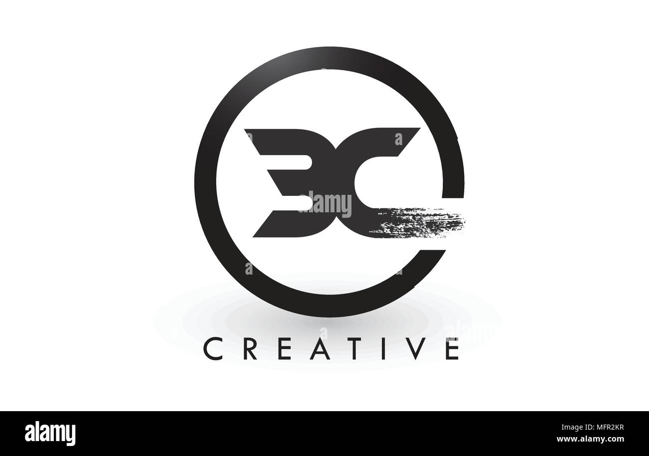 BC Brush Letter Logo Design with Black Circle. Creative Brushed Letters ...