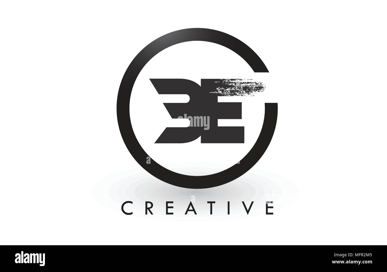 BE Brush Letter Logo Design with Black Circle. Creative Brushed Letters ...