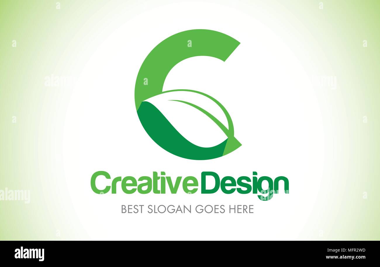 C Green Leaf Letter Design Logo. Eco Bio Leaf Letters Icon Illustration ...