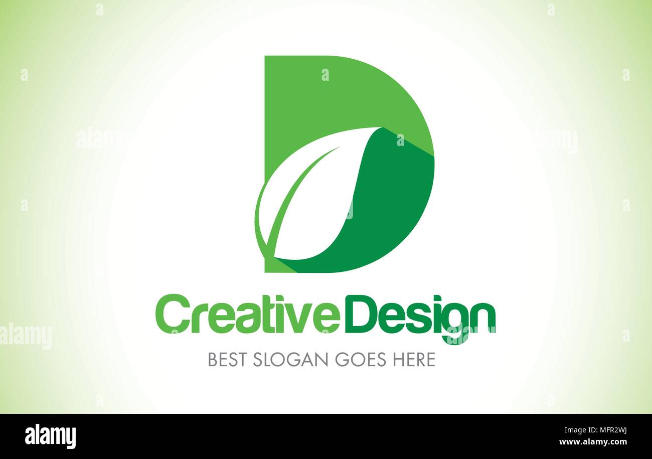 D Green Leaf Letter Design Logo. Eco Bio Leaf Letters Icon Illustration ...