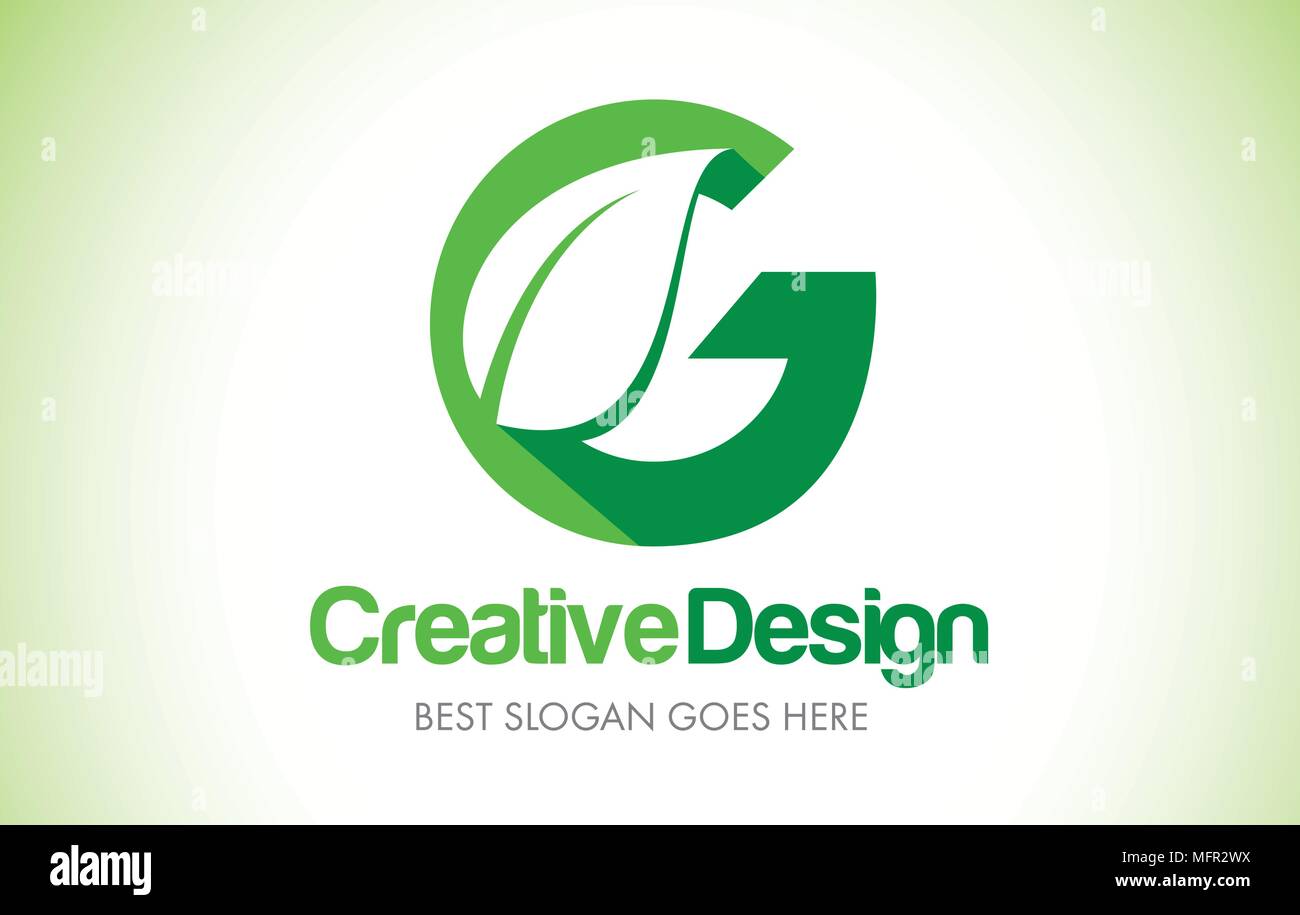 G Green Leaf Letter Design Logo. Eco Bio Leaf Letters Icon Illustration ...