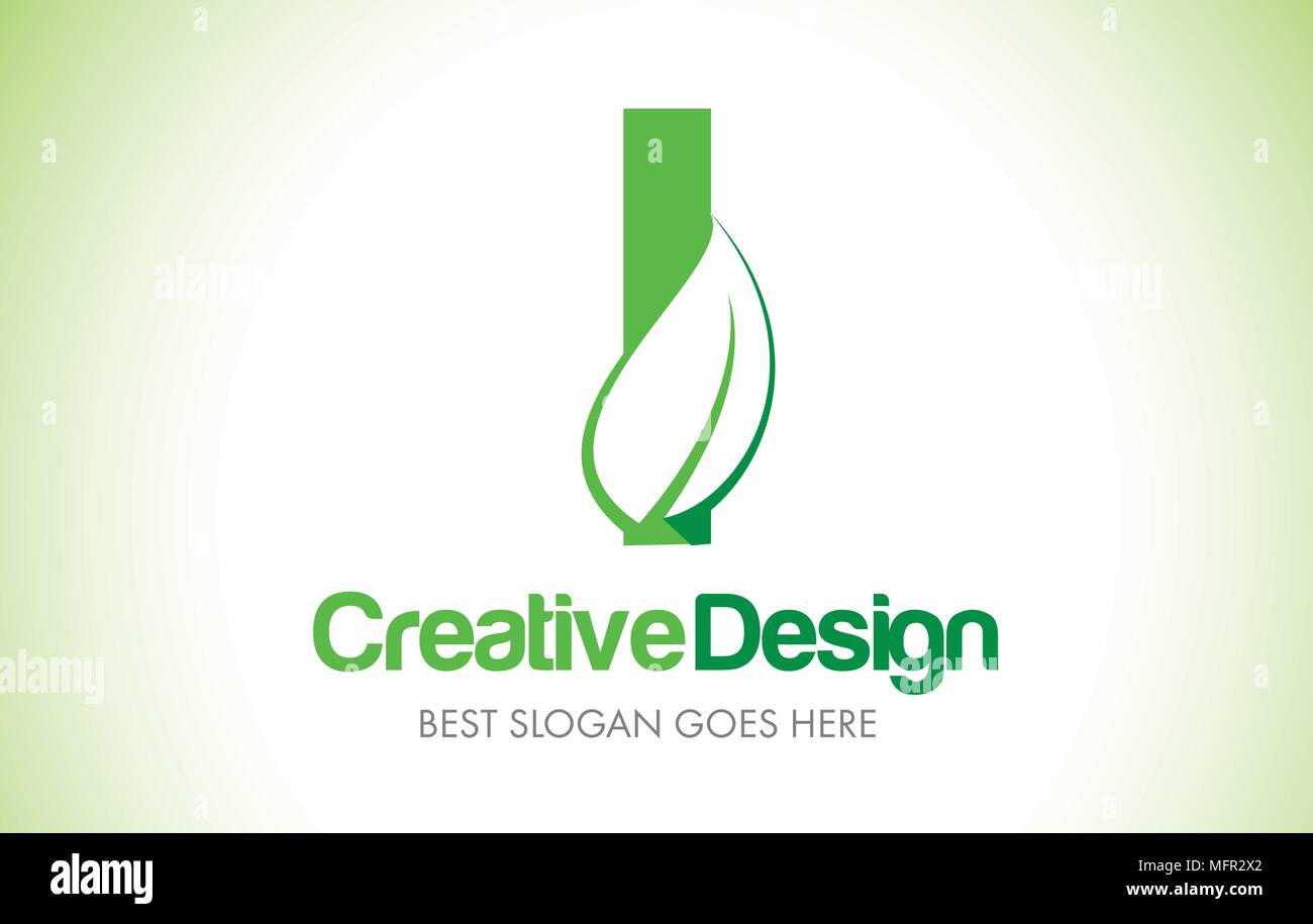 I Green Leaf Letter Design Logo. Eco Bio Leaf Letters Icon Illustration ...