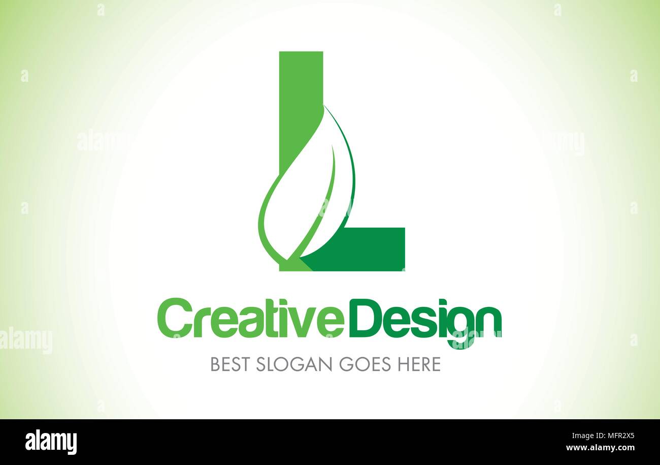L Green Leaf Letter Design Logo. Eco Bio Leaf Letters Icon Illustration ...