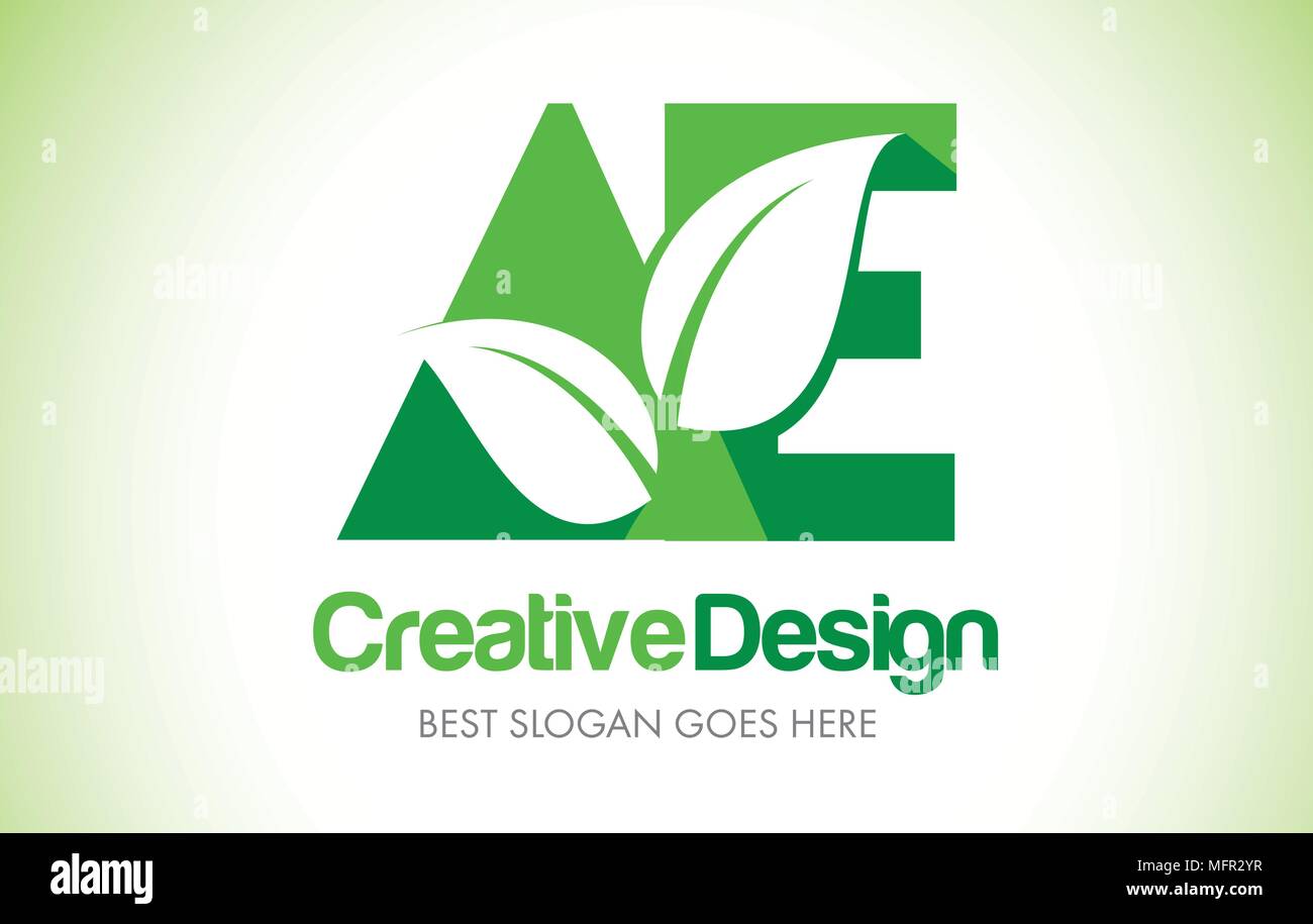 AE Green Leaf Letter Design Logo. Eco Bio Leaf Letters Icon ...