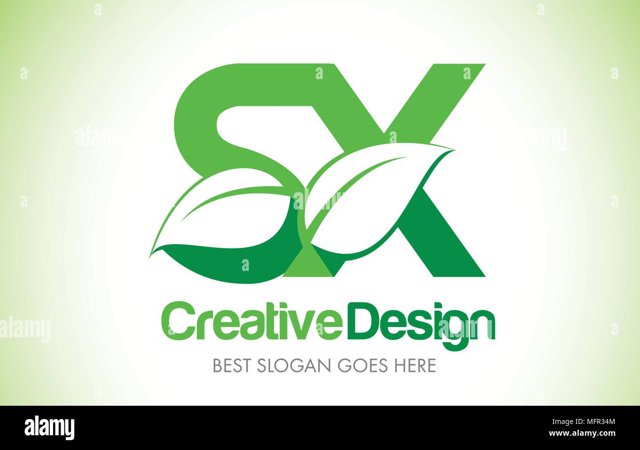 SX Green Leaf Letter Design Logo. Eco Bio Leaf Letters Icon ...