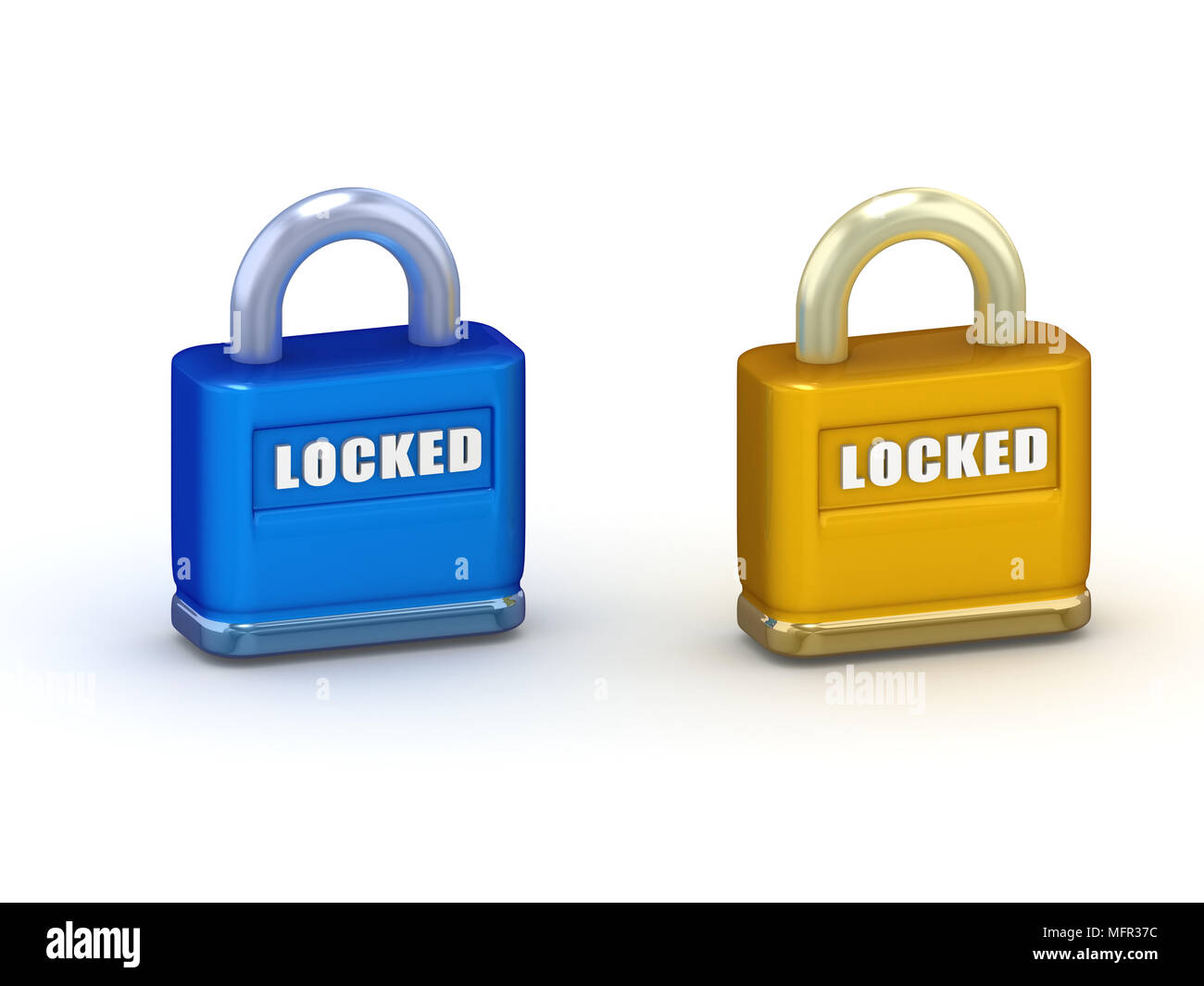 Illustration of blue and gold closed 3d padlocks isolated on white ...