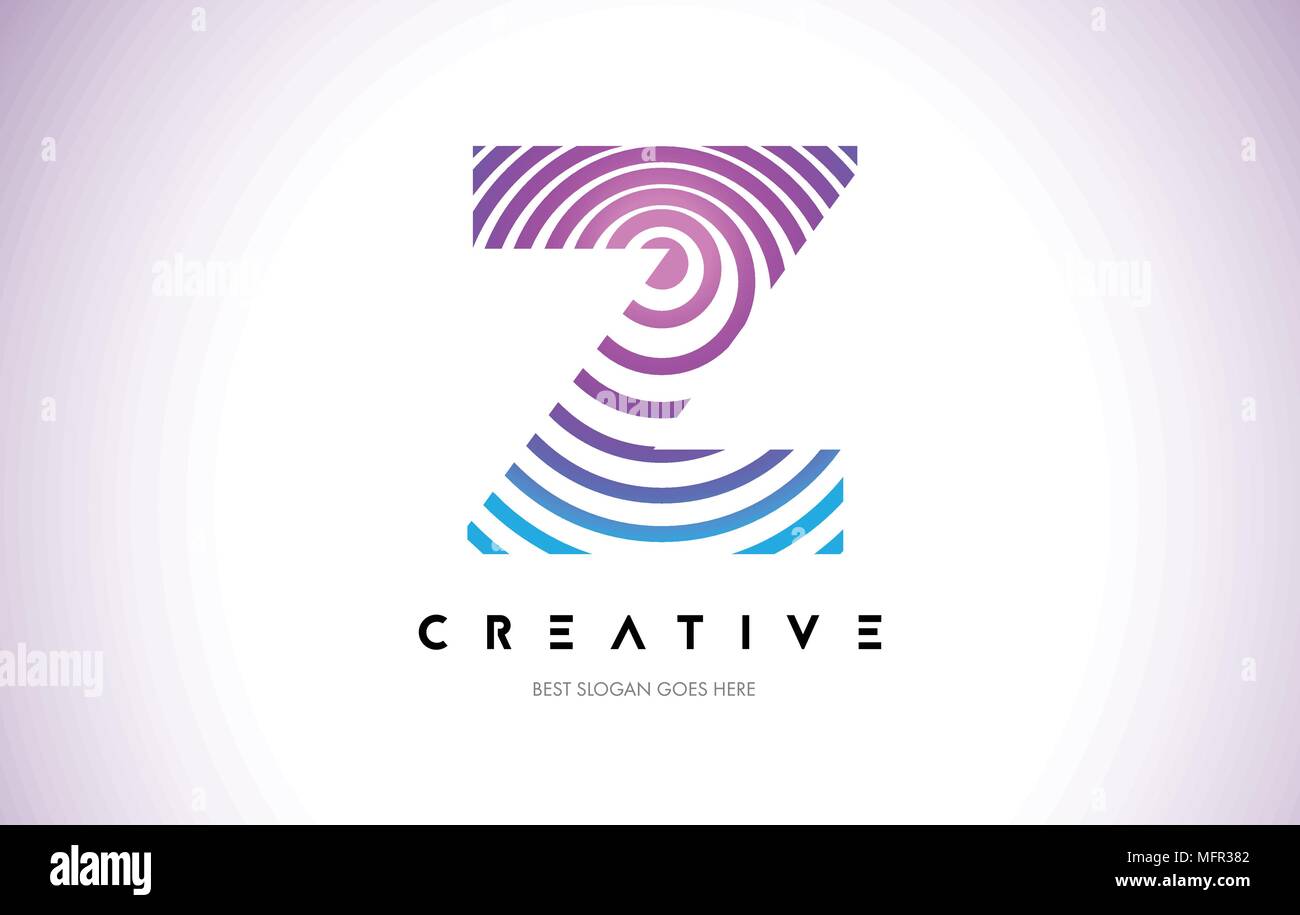 Z Lines Warp Logo Design.Vector Letter Icon Made with Purple Circular ...