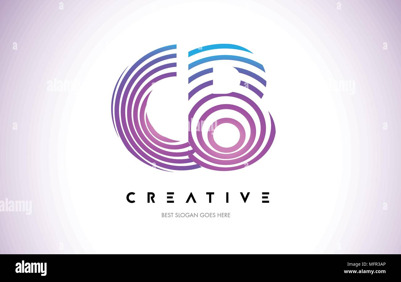 CB Lines Warp Logo Design.Vector Letter Icon Made with Purple Circular ...