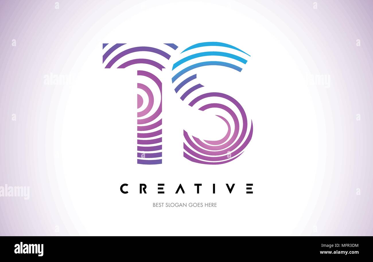 TS Lines Warp Logo Design.Vector Letter Icon Made with Purple Circular ...