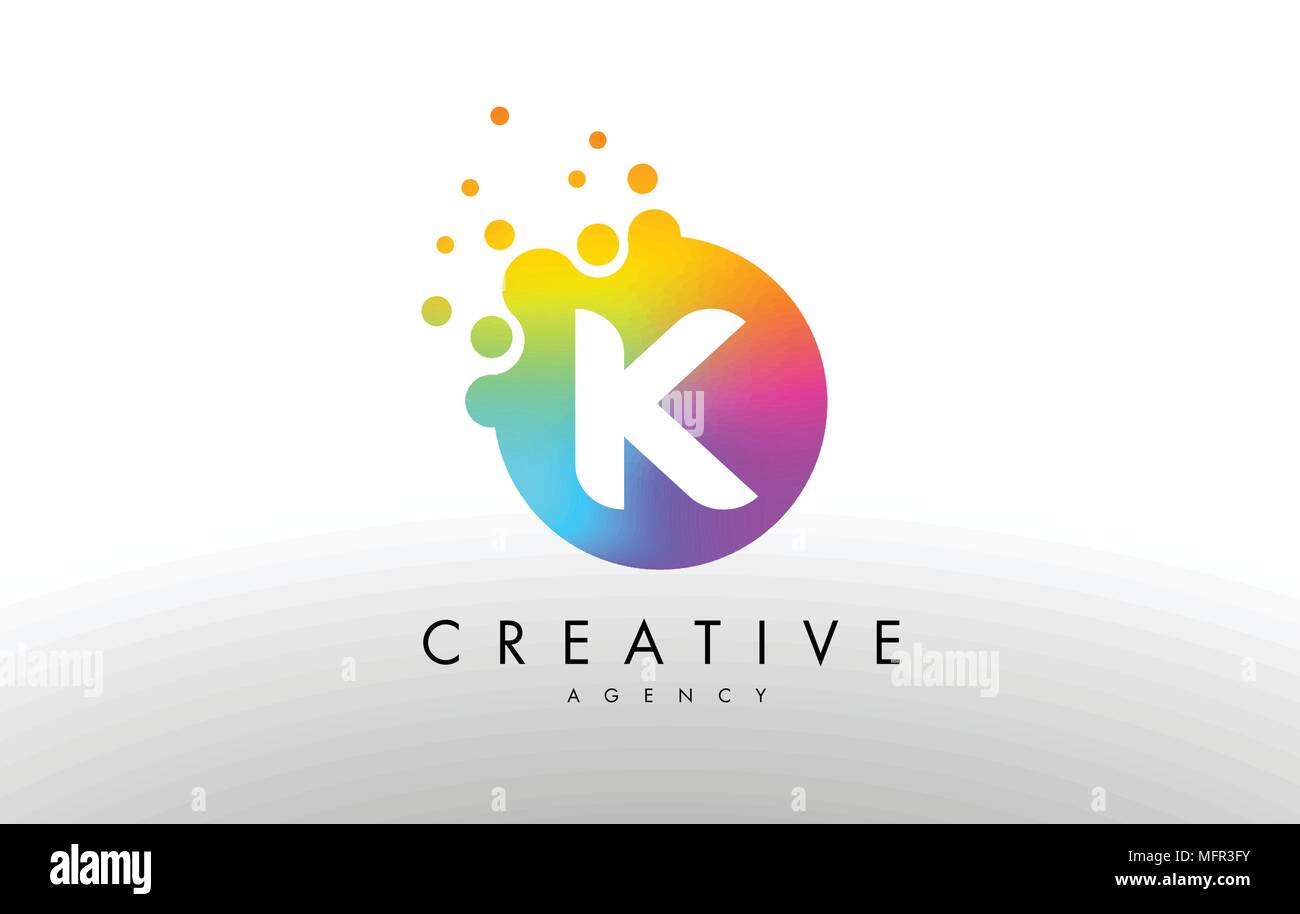 K Rainbow Dots Letter Logo. Letter Design Vector with Colorful Dots ...