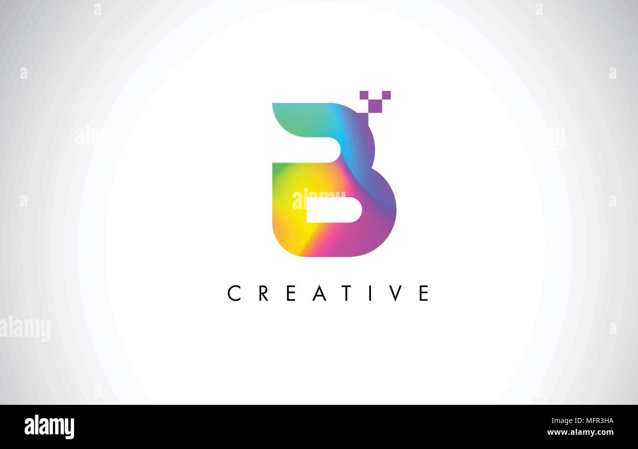 B Colorful Logo Letter Design Vector. Creative Rainbow Gradient Letter ...