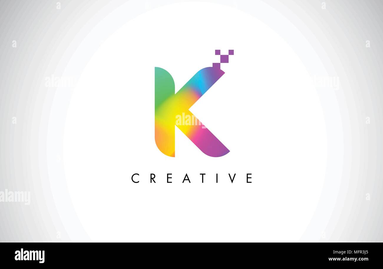 K Colorful Logo Letter Design Vector. Creative Rainbow Gradient Letter Icon Illustration. Stock Vector