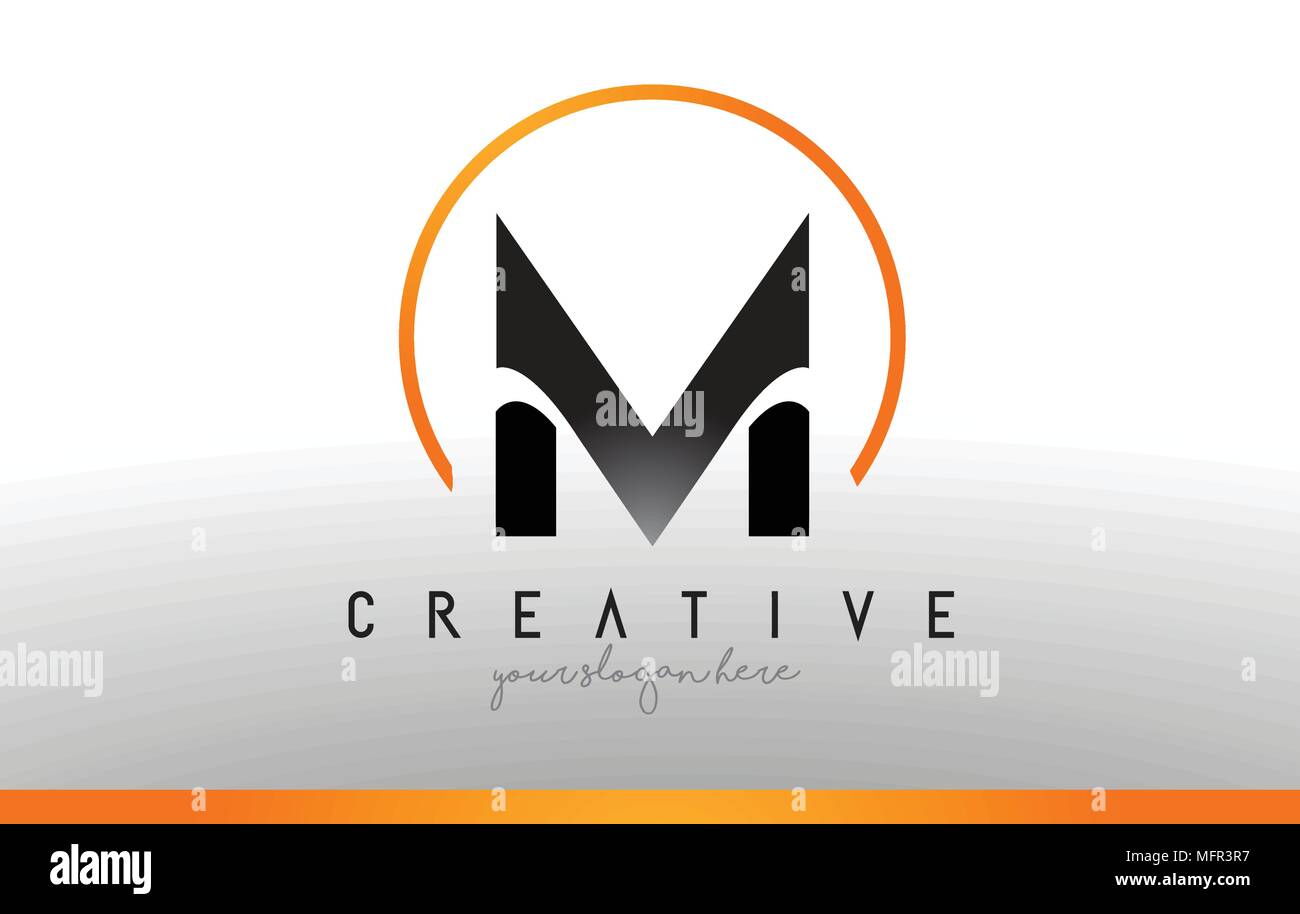 M Letter Logo Design with Black Orange Color. Cool Modern Icon Letters Logo Vector. Stock Vector