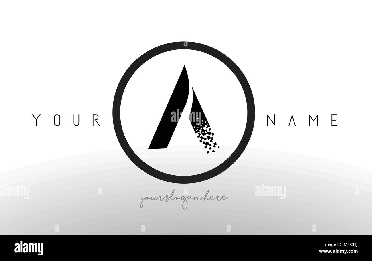 A Logo Letter with Digital Pixel Tech Design Vector and Black Circle ...