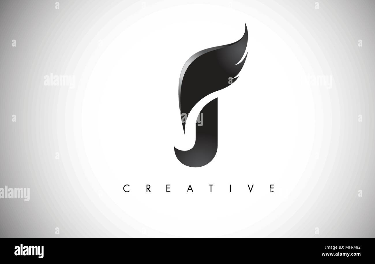 J Letter Wings Logo Design Icon. Flying Wing Letter Logo with Creative