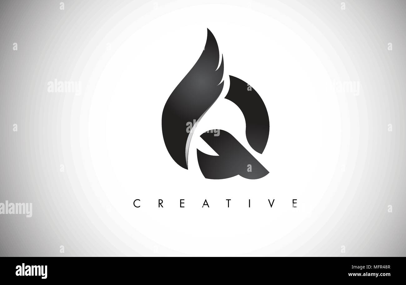 Q Letter Wings Logo Design Icon. Flying Wing Letter Logo with Creative ...