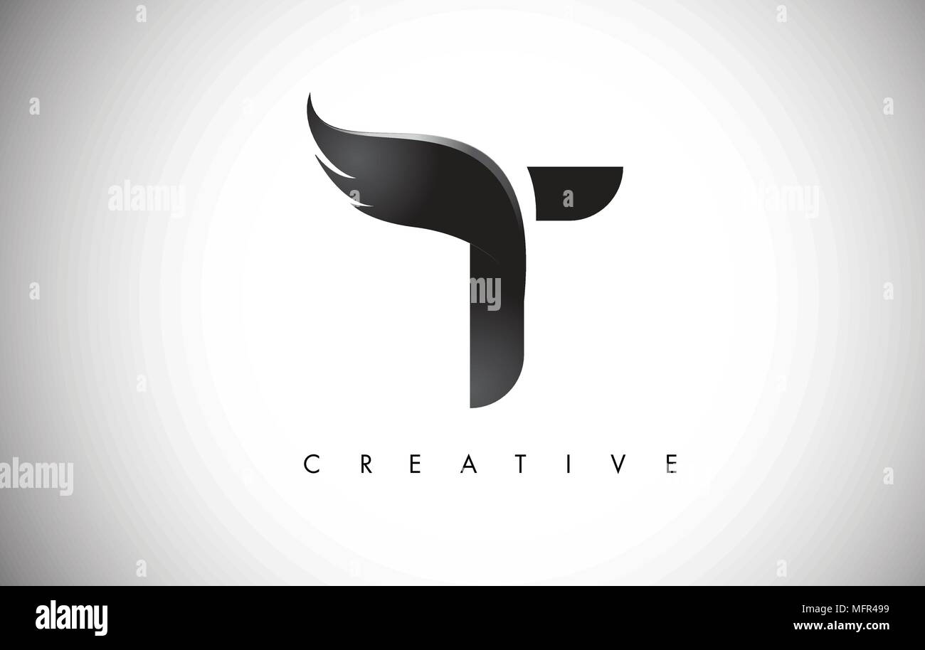 T Letter Wings Logo Design Icon. Flying Wing Letter Logo with Creative ...