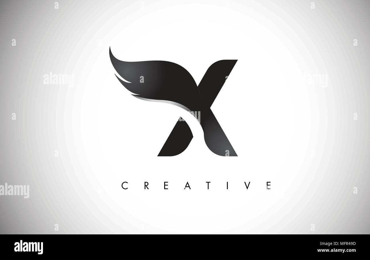 X Letter Wings Logo Design Icon. Flying Wing Letter Logo with Creative ...