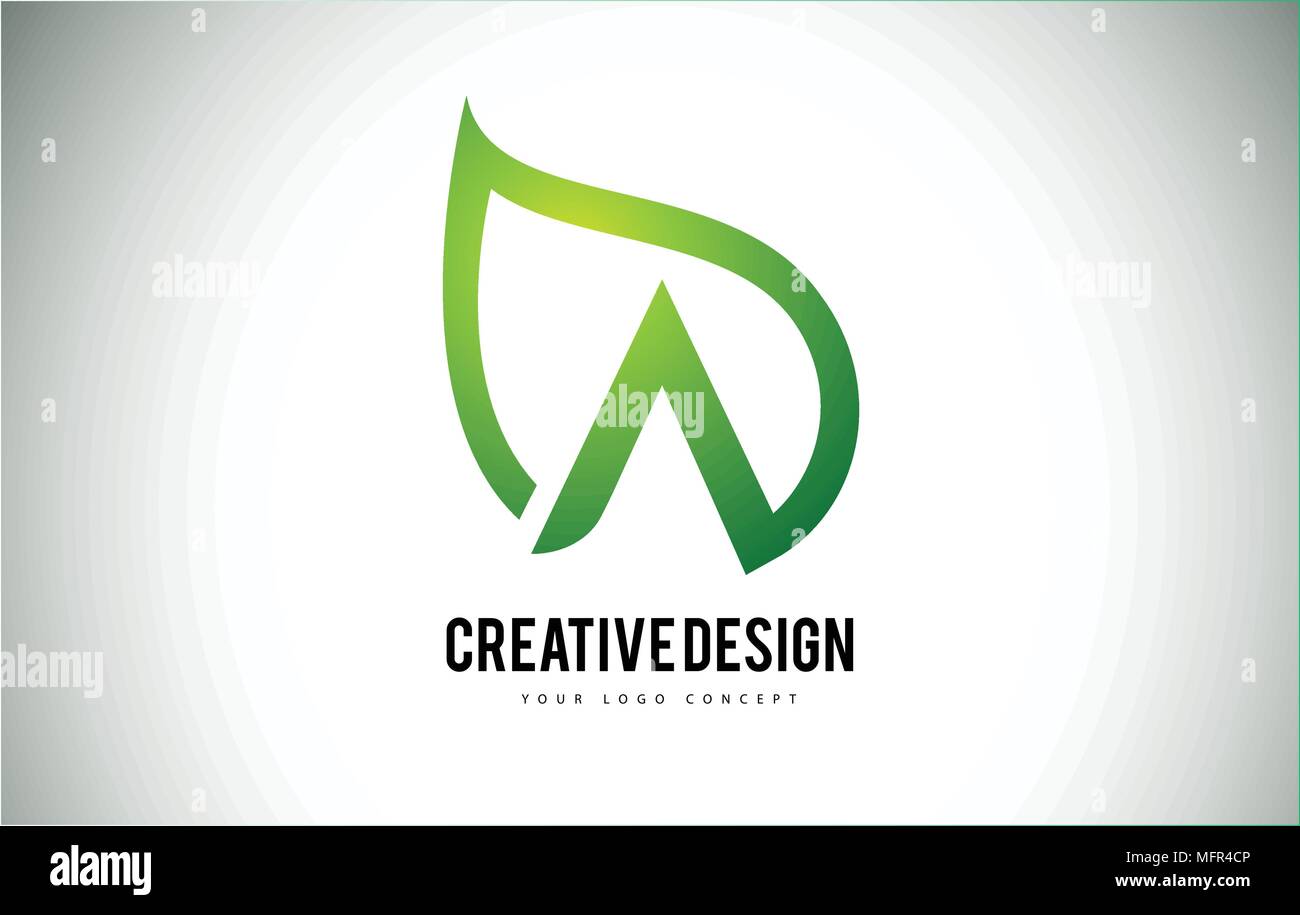 A Leaf Logo Letter Design with Green Leaf Outline Vector Illustration ...
