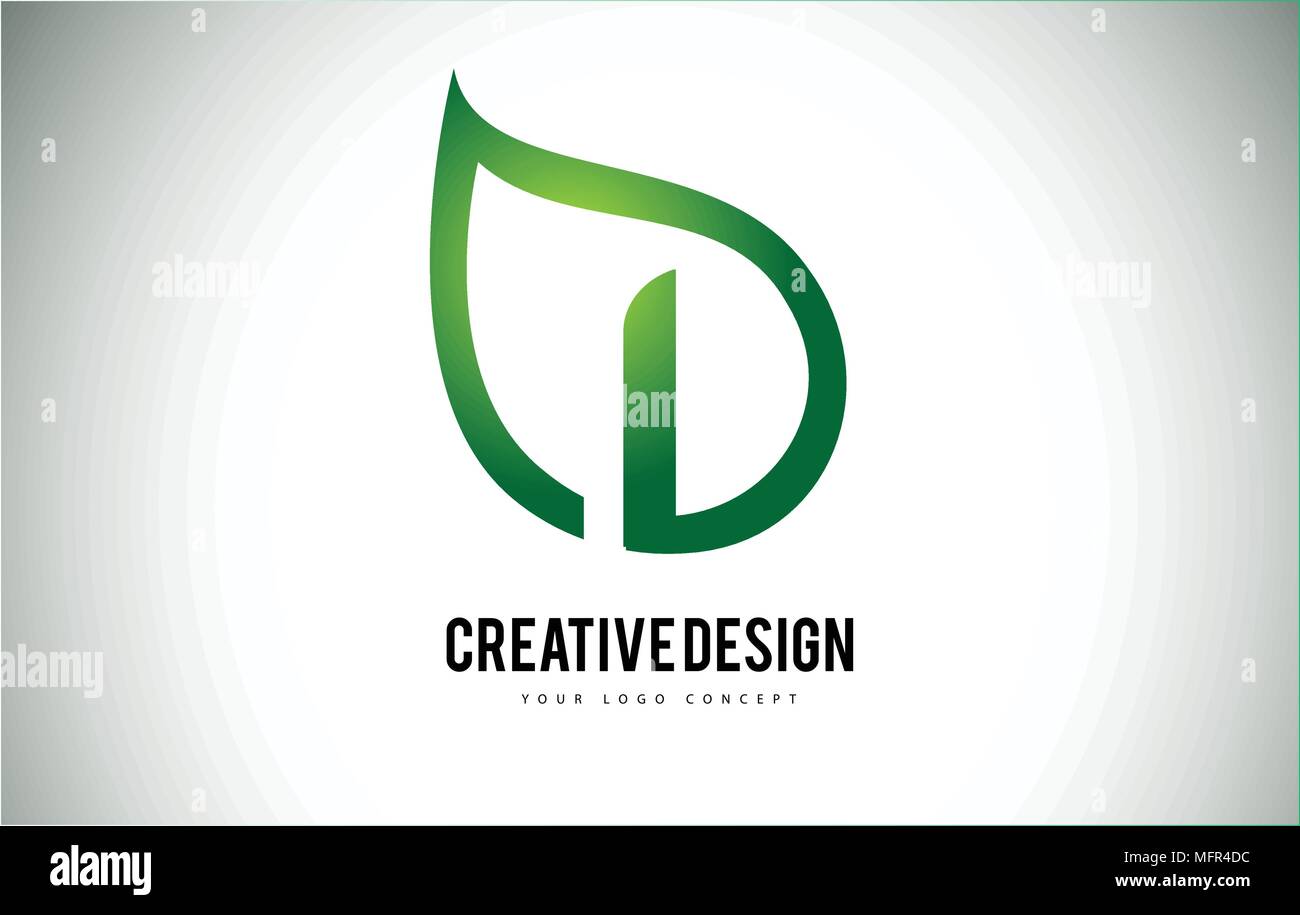 I Leaf Logo Letter Design with Green Leaf Outline Vector Illustration ...