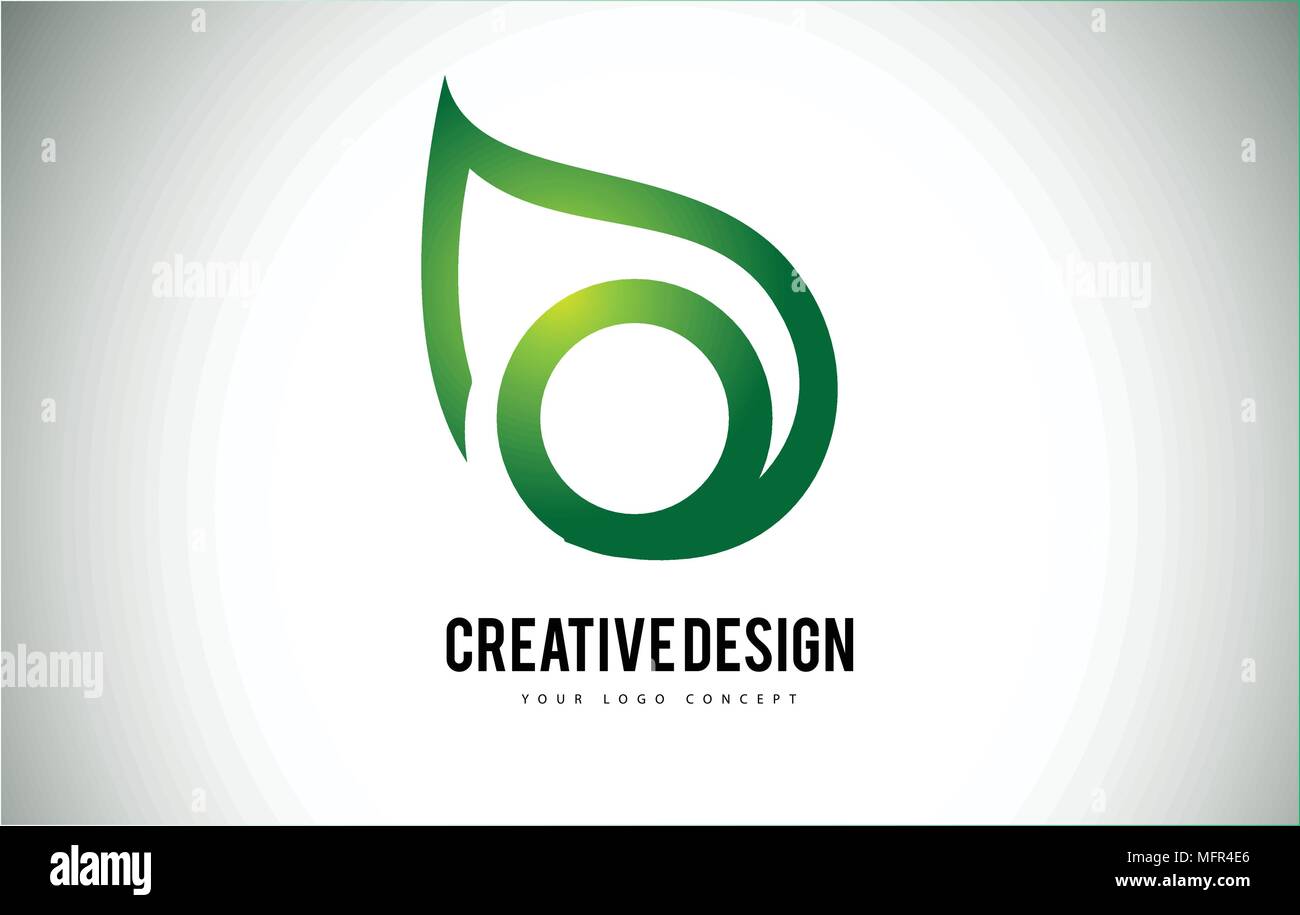O Leaf Logo Letter Design with Green Leaf Outline Vector Illustration ...