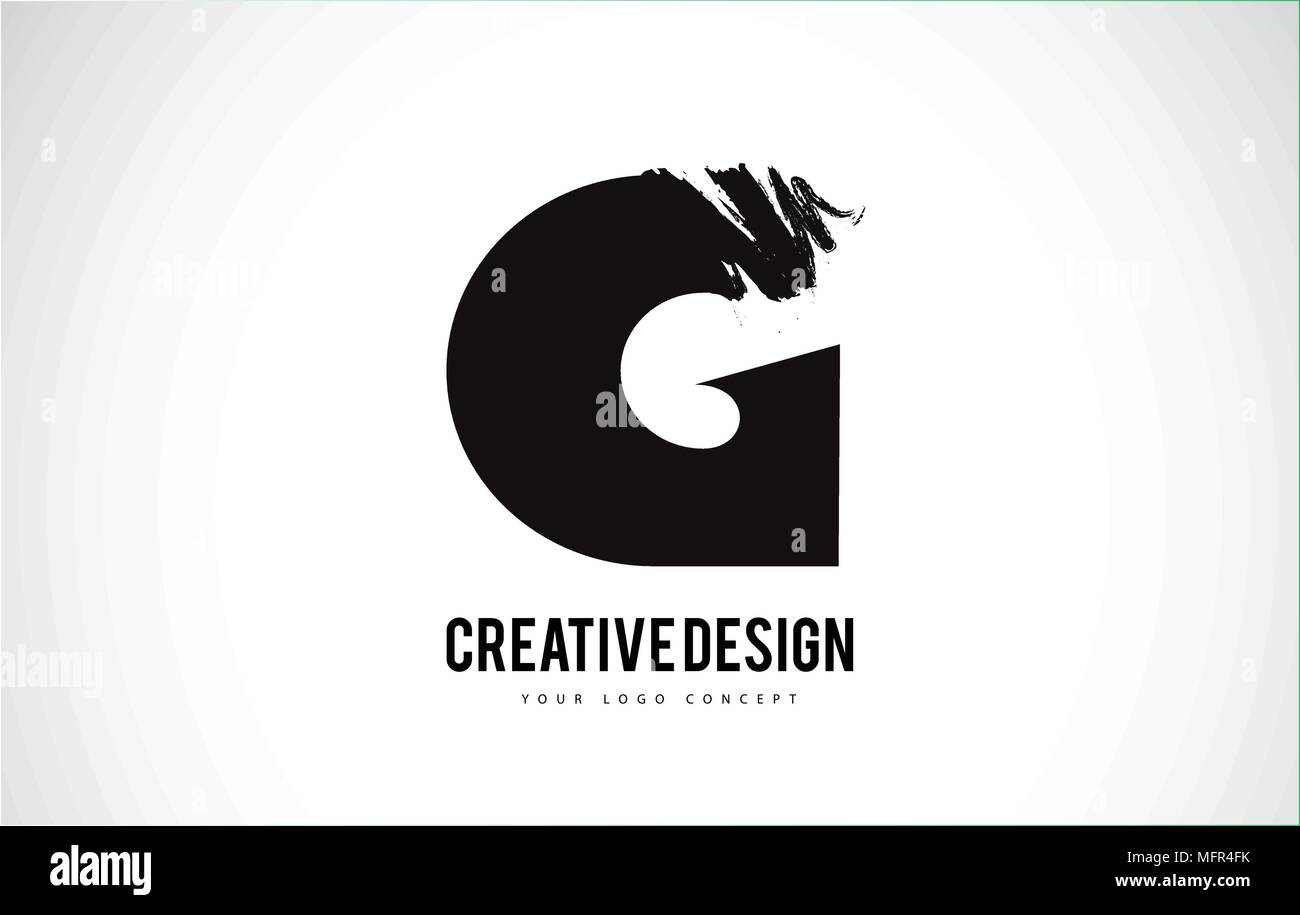 G Letter Design Brush Paint Stroke. Letter Logo with Black Paintbrush ...
