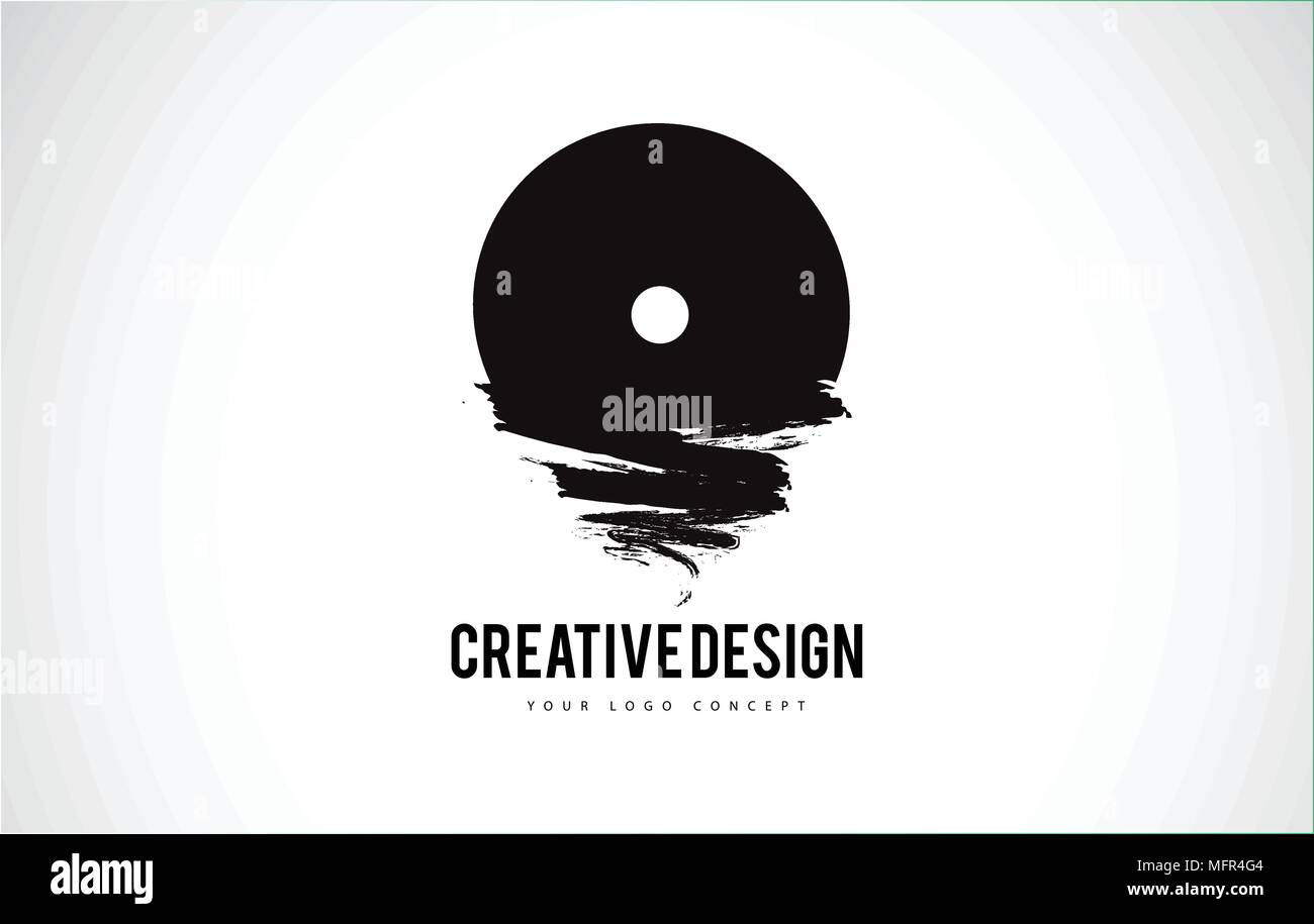 O Letter Design Brush Paint Stroke. Letter Logo with Black Paintbrush ...
