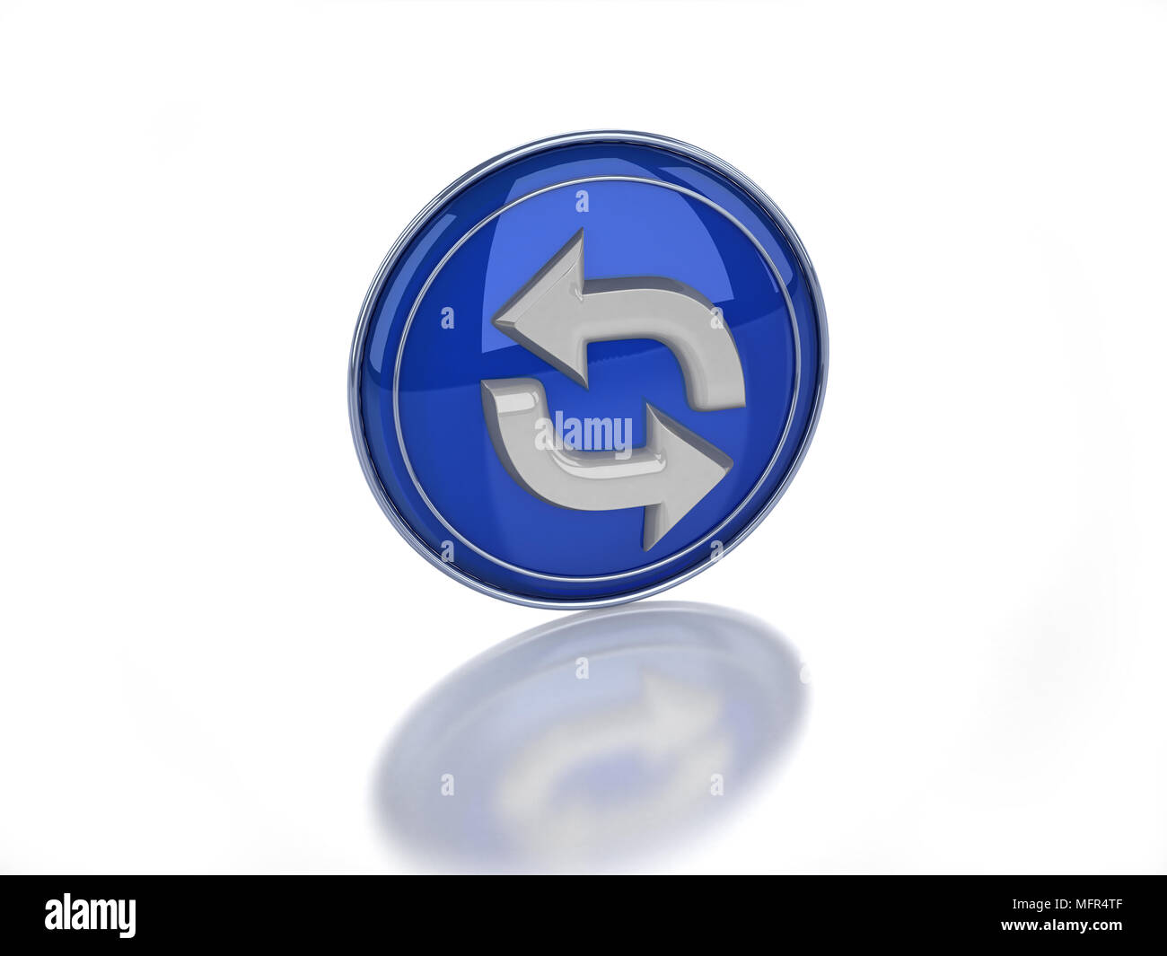 3d refresh glossy icon on white background Stock Photo - Alamy