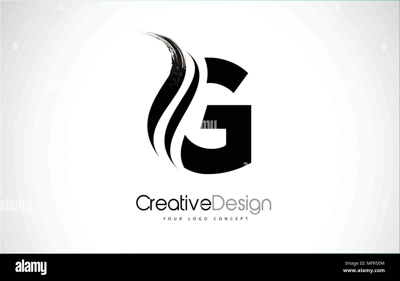 G Letter Design Brush Paint Stroke. Letter Logo with Black Paintbrush Stroke. Stock Vector