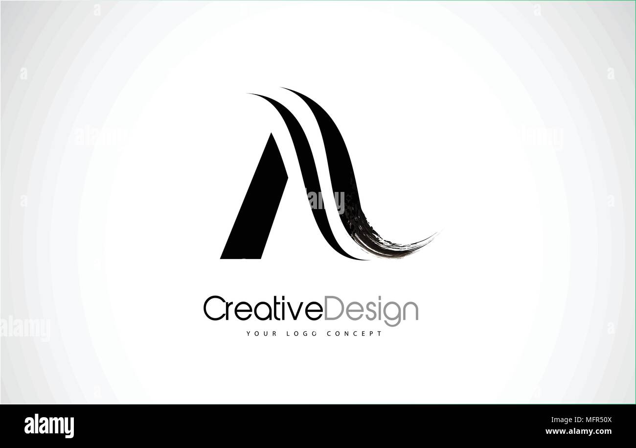 A Letter Design Brush Paint Stroke. Letter Logo with Black Paintbrush
