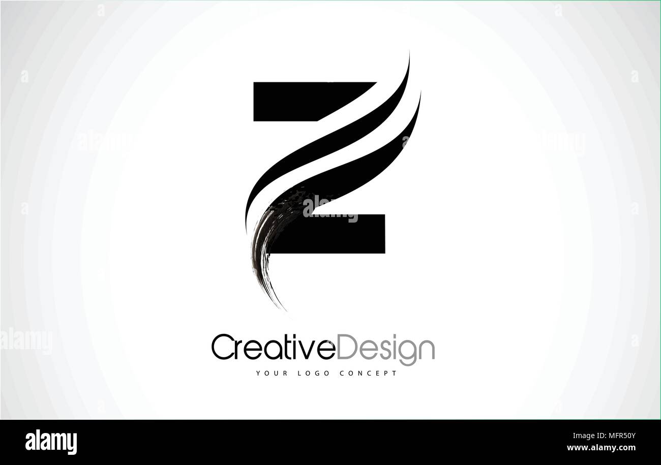 Z Letter Logo Design Brush Paint Stroke. Artistic Black Paintbrush ...