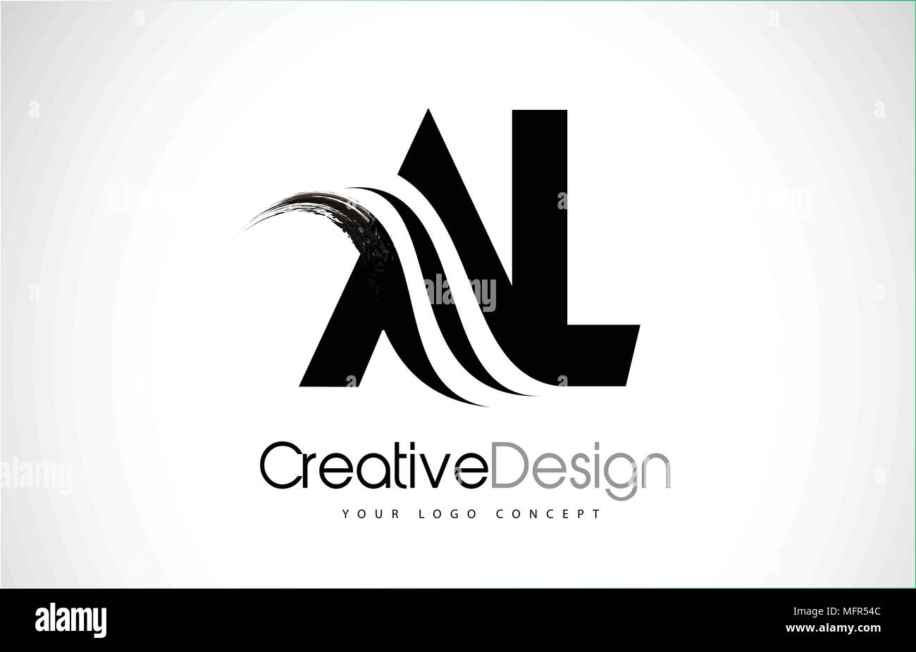 AL A L Creative Modern Black Letters Logo Design with Brush Swoosh ...