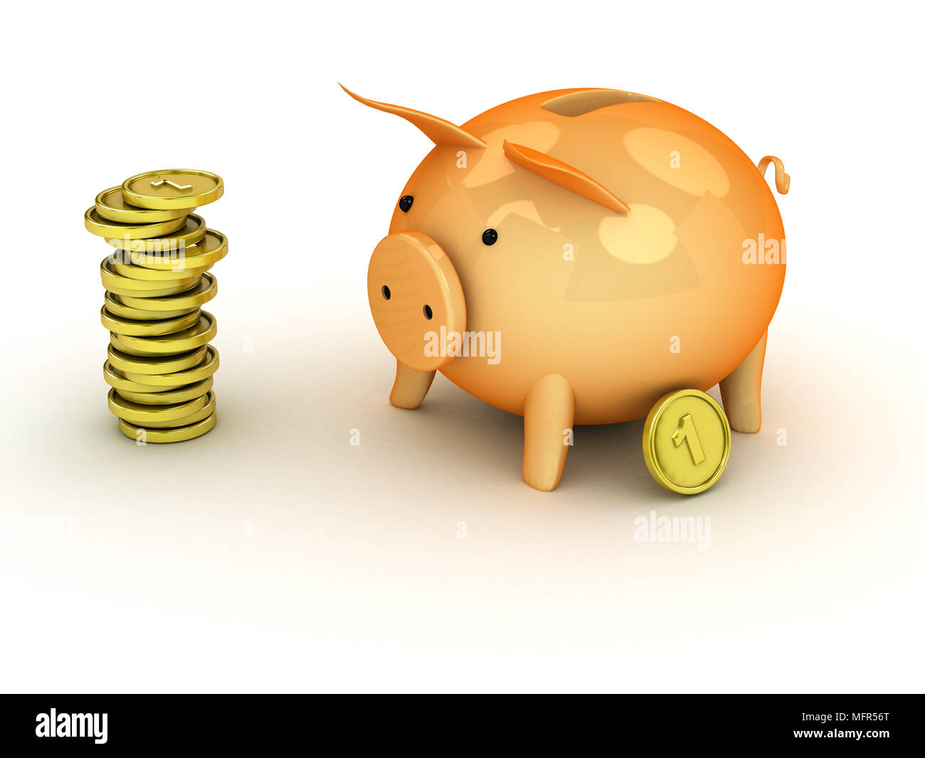 3d piggy bank style money box isolated on a white background Stock ...