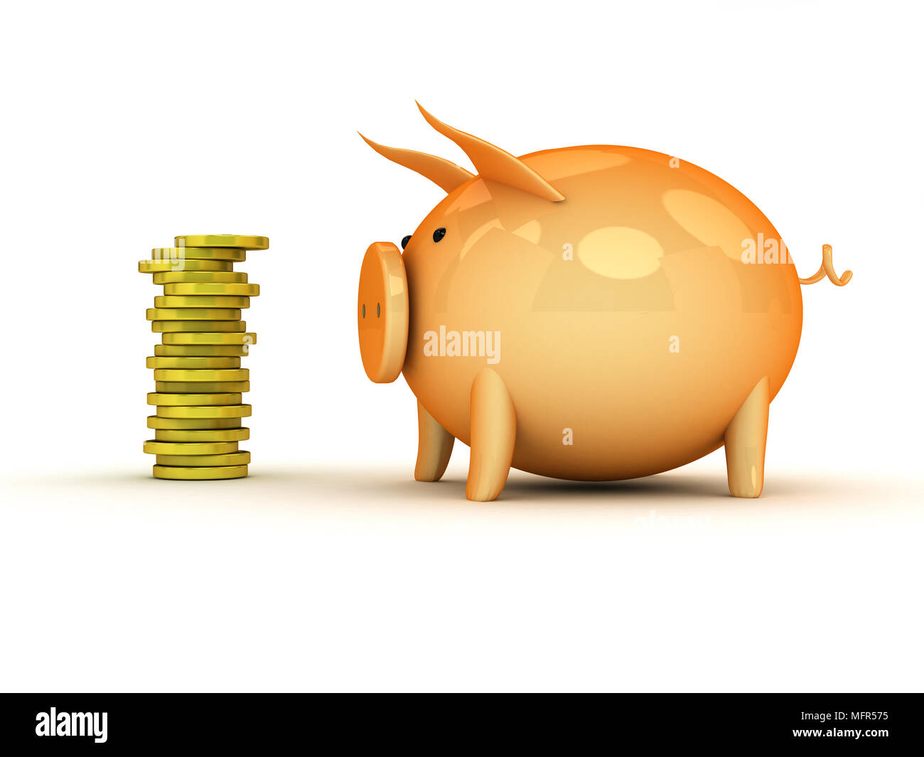 3d piggy bank style money box isolated on a white background Stock ...