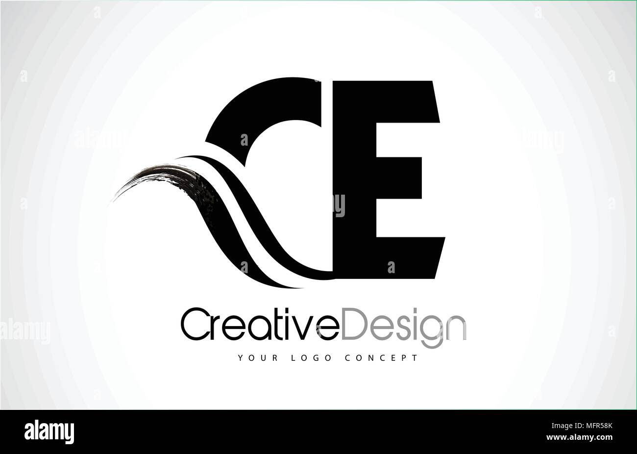 Ce C E Creative Modern Black Letters Logo Design With Brush Swoosh