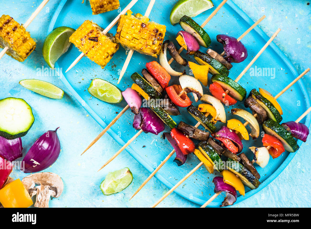 Grilled vegetable skewers, bbq menu Stock Photo Alamy